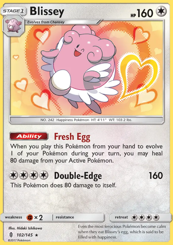Blissey Rare Pokemon card #102 from Guardians Rising