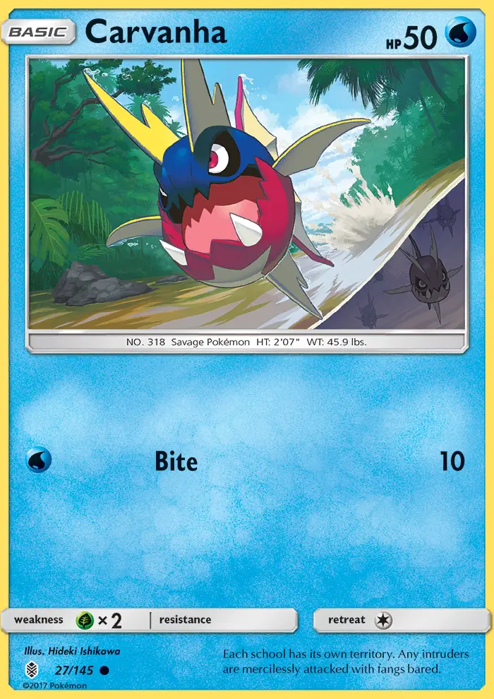 Carvanha Common Pokemon card #27 from Guardians Rising