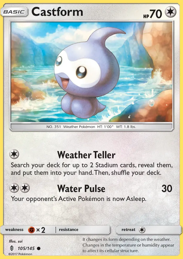 Castform Common Pokemon card #105 from Guardians Rising