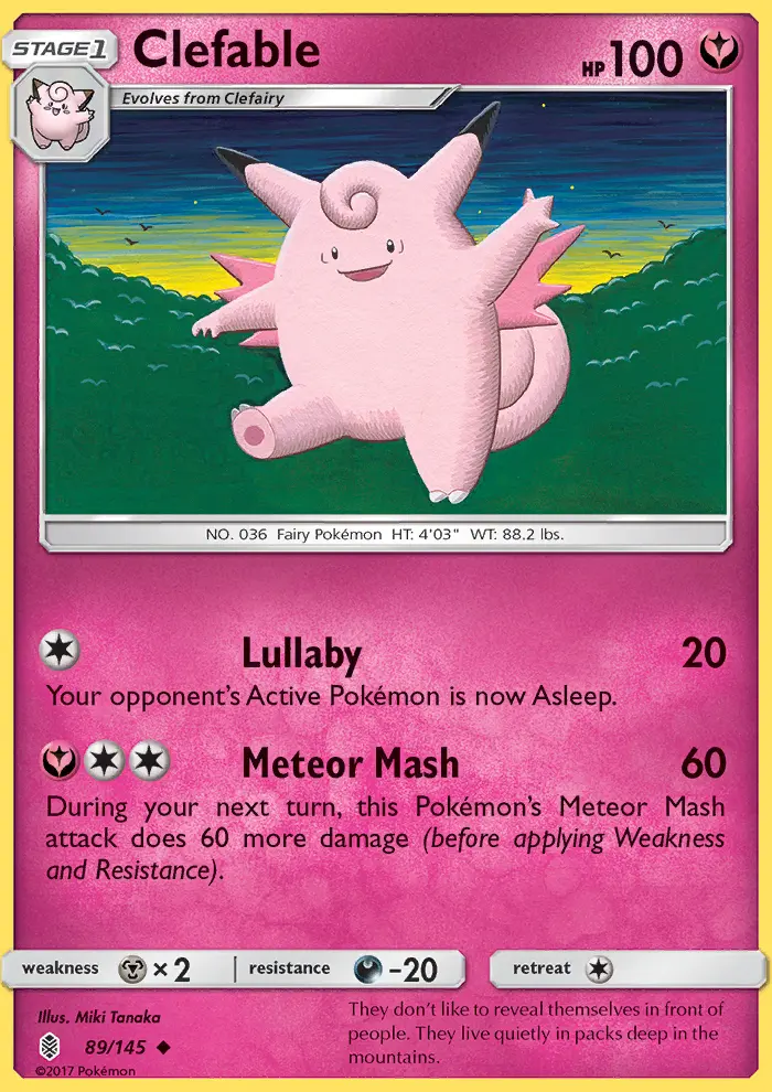 Clefable Uncommon Pokemon card #89 from Guardians Rising