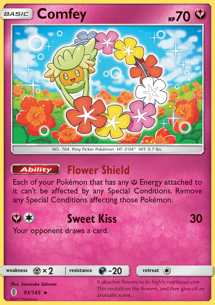 Comfey Rare Pokemon card #93 from Guardians Rising