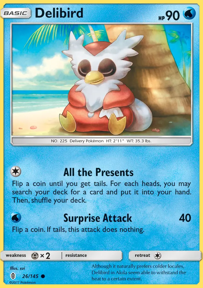 Delibird Common Pokemon card #26 from Guardians Rising