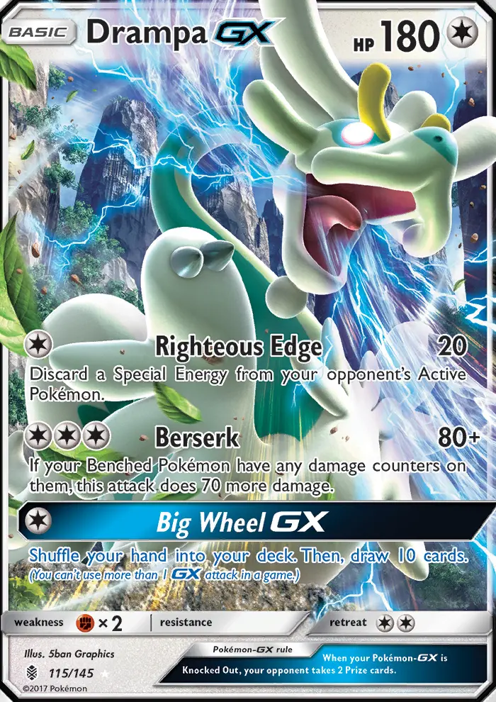 Drampa GX Ultra Rare Pokemon card #115 from Guardians Rising
