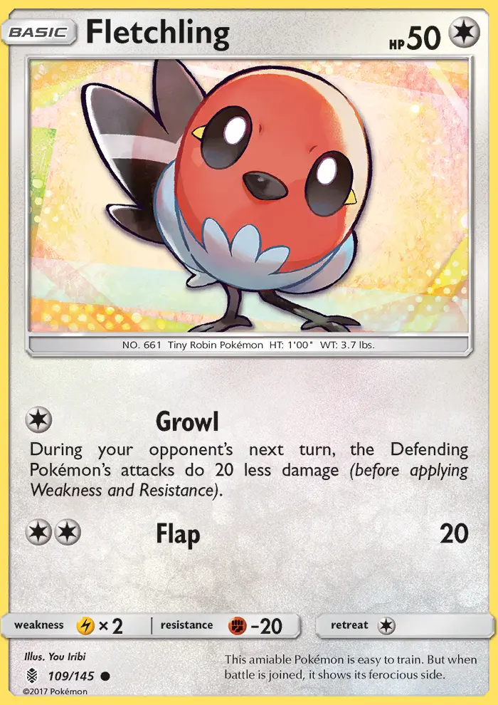 Fletchling Common Pokemon card #109 from Guardians Rising