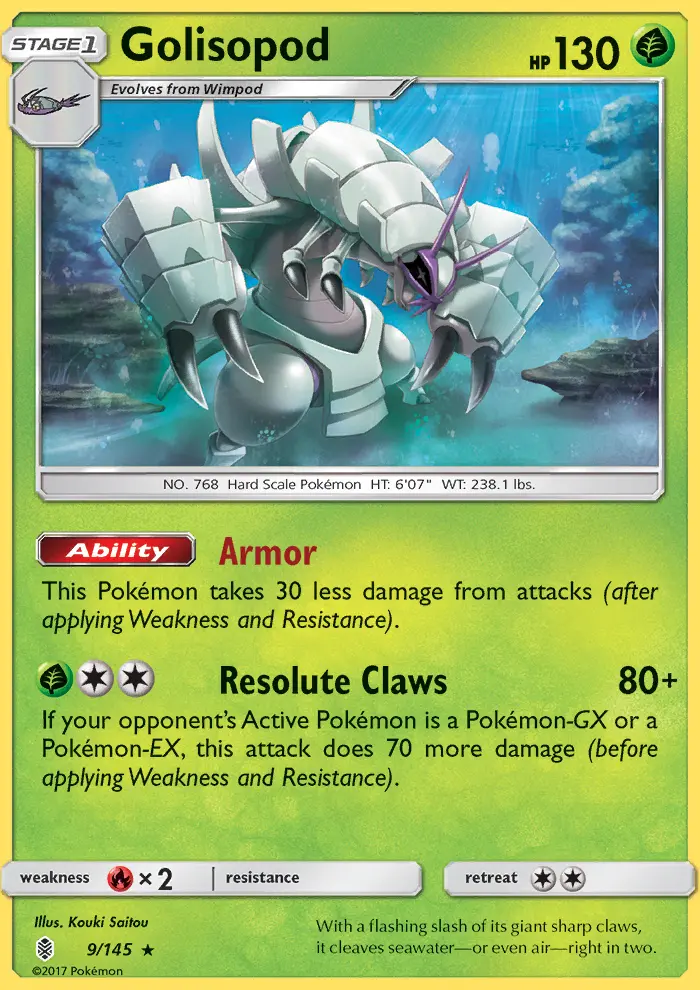 Golisopod Rare Pokemon card #9 from Guardians Rising