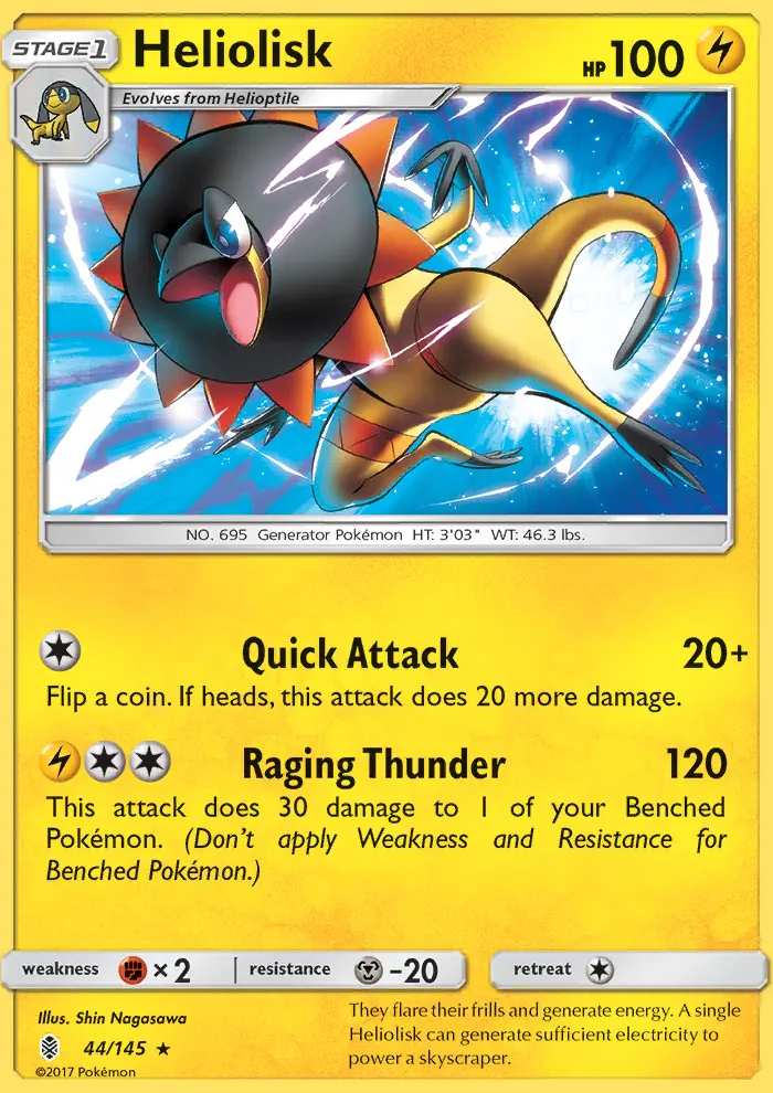 Heliolisk Rare Pokemon card #44 from Guardians Rising