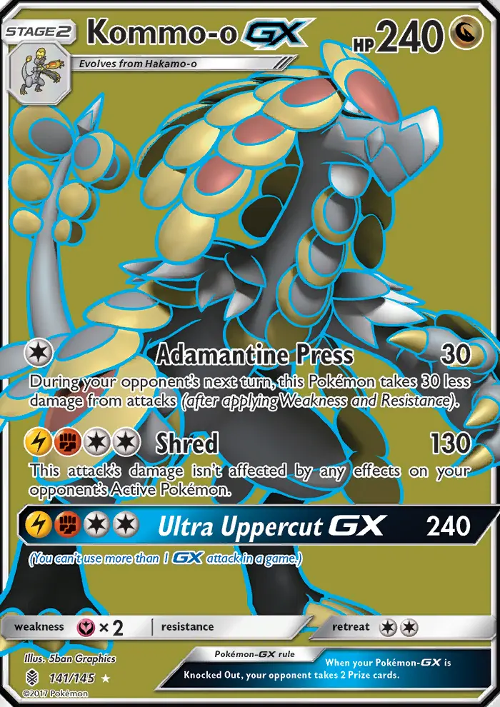 Kommo-o GX Ultra Rare Pokemon card #141 from Guardians Rising