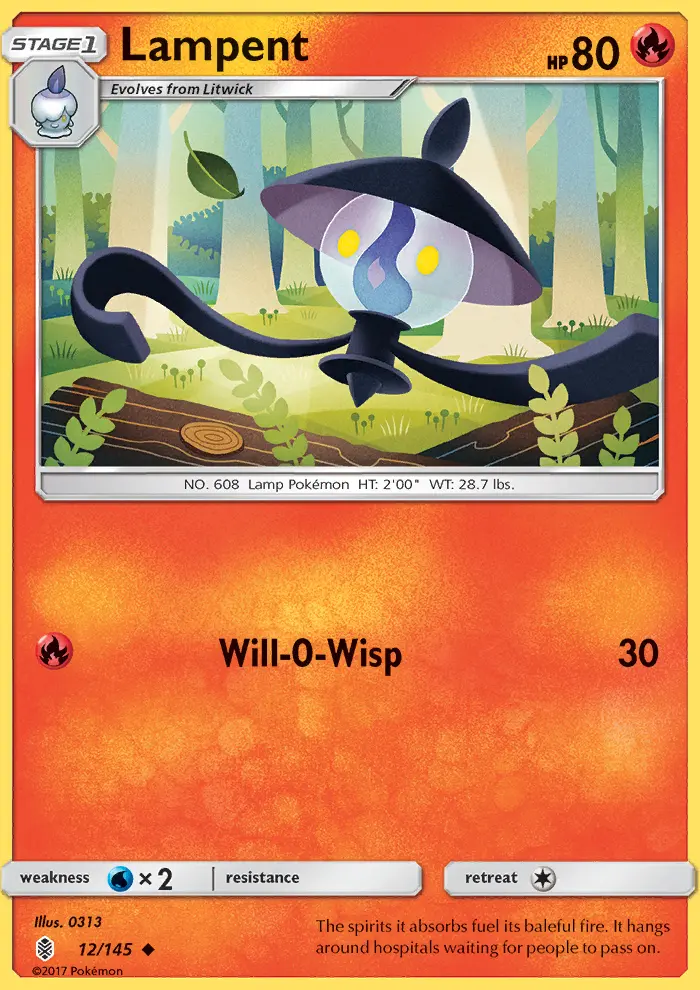 Lampent Uncommon Pokemon card #12 from Guardians Rising