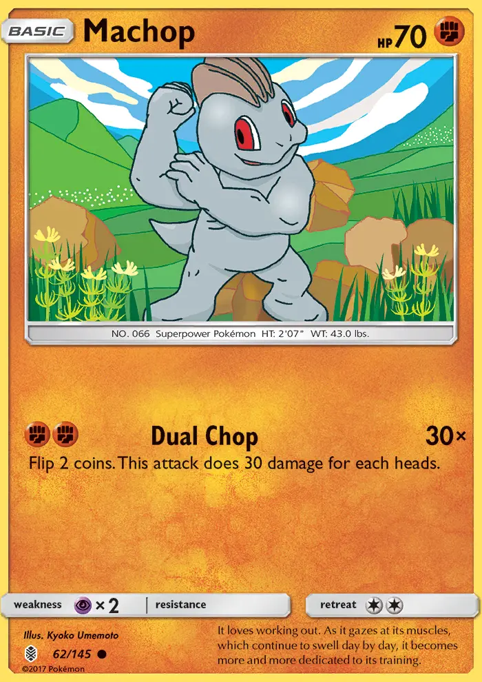 Machop Common Pokemon card #62 from Guardians Rising