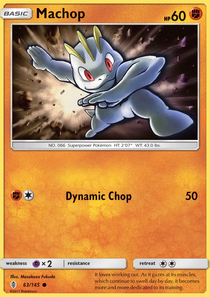 Machop Common Pokemon card #63 from Guardians Rising