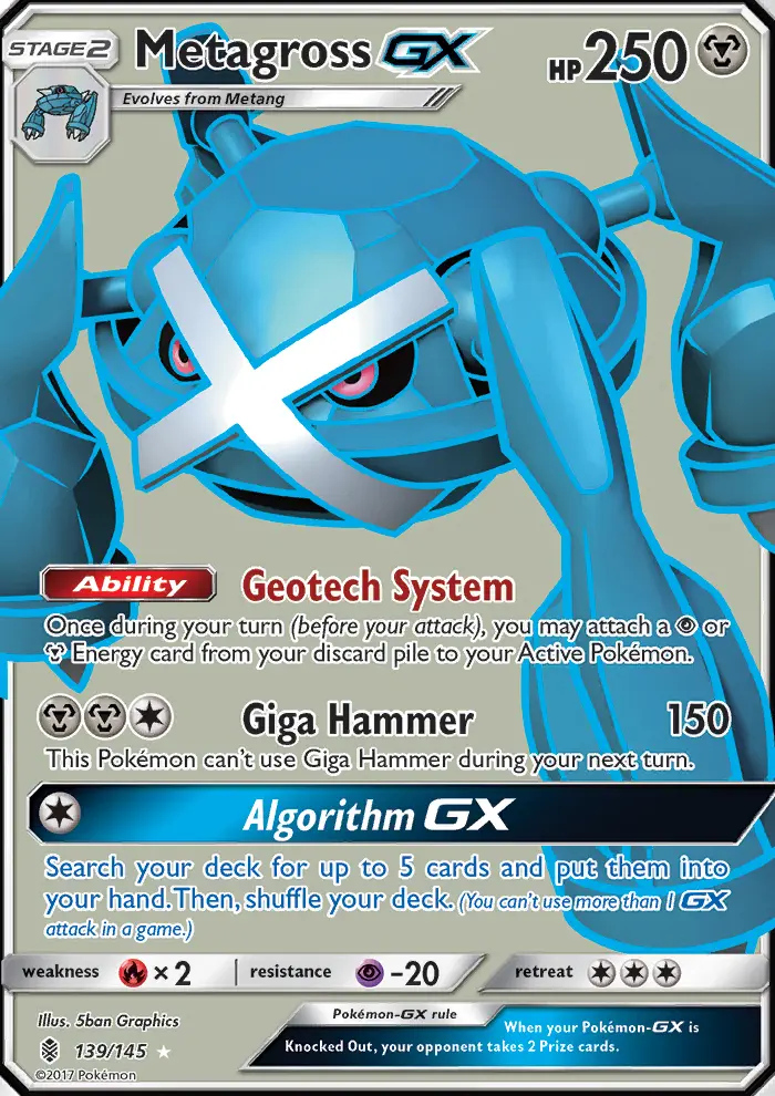 Metagross GX Ultra Rare Pokemon card #139 from Guardians Rising