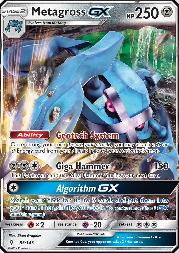 Metagross GX Ultra Rare Pokemon card #85 from Guardians Rising