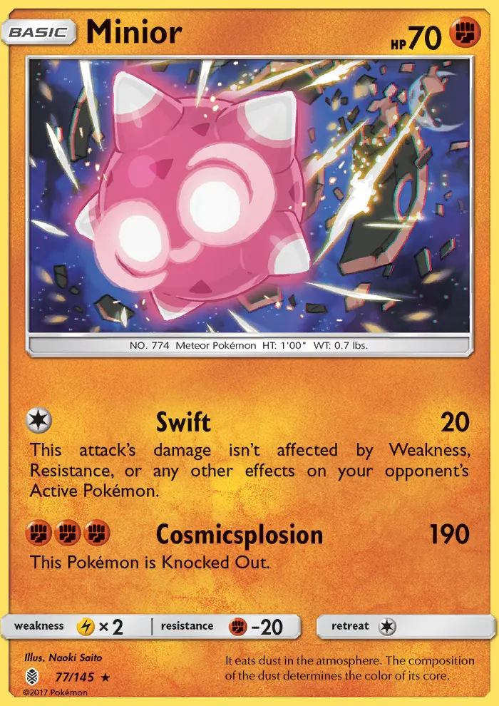 Minior Rare Pokemon card #77 from Guardians Rising