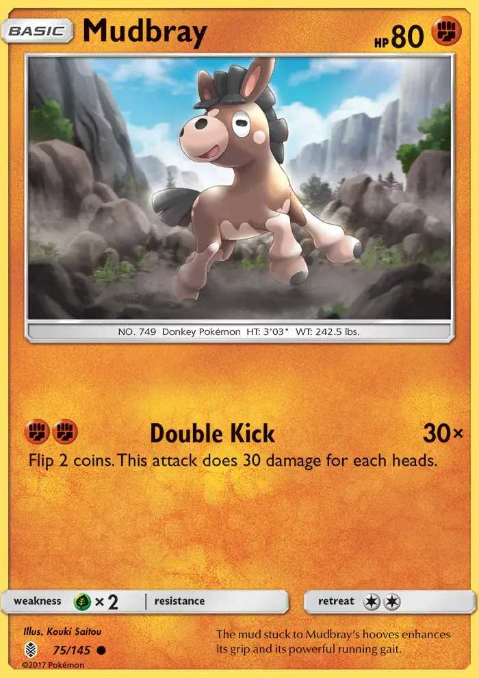 Mudbray Common Pokemon card #75 from Guardians Rising