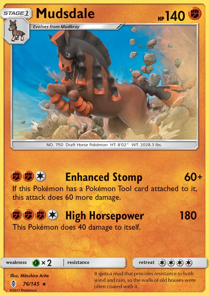 Mudsdale Rare Pokemon card #76 from Guardians Rising