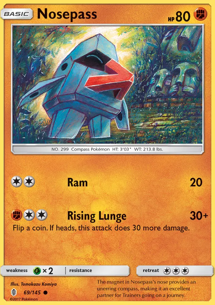 Nosepass Common Pokemon card #69 from Guardians Rising