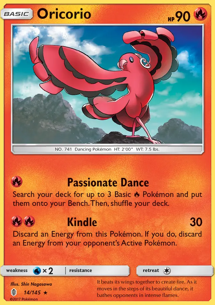 Oricorio Rare Pokemon card #14 from Guardians Rising