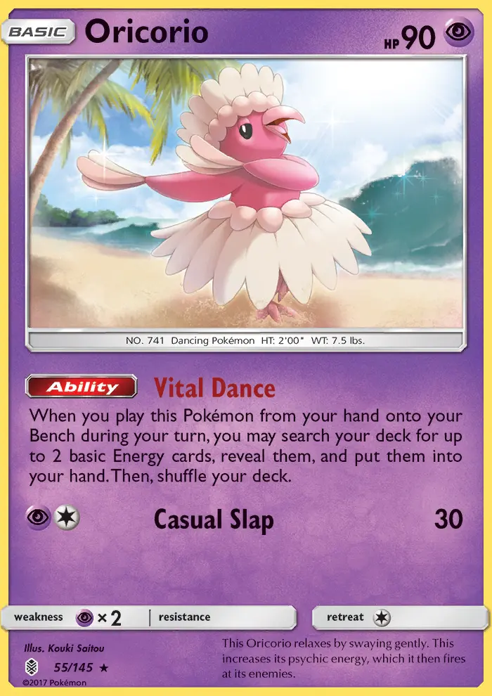 Oricorio Rare Pokemon card #55 from Guardians Rising