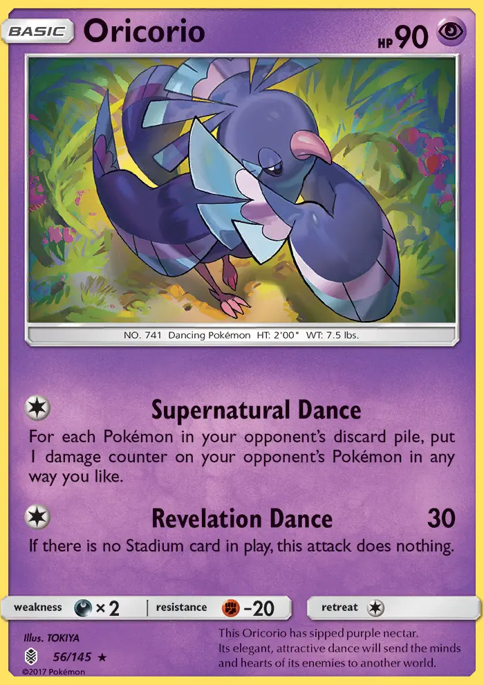 Oricorio Rare Pokemon card #56 from Guardians Rising