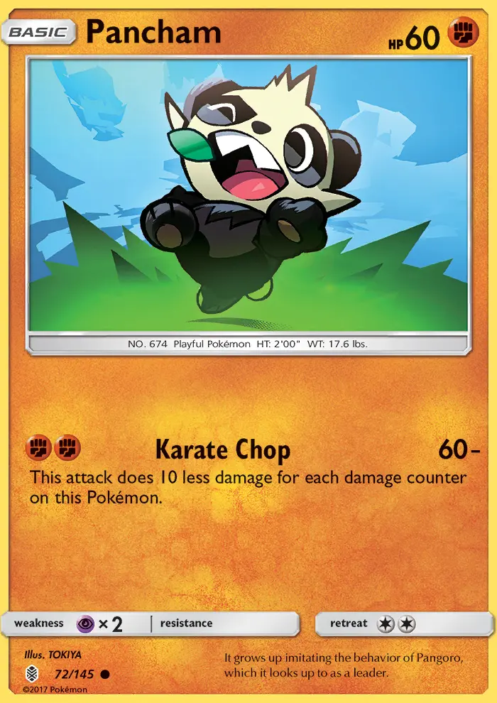 Pancham Common Pokemon card #72 from Guardians Rising