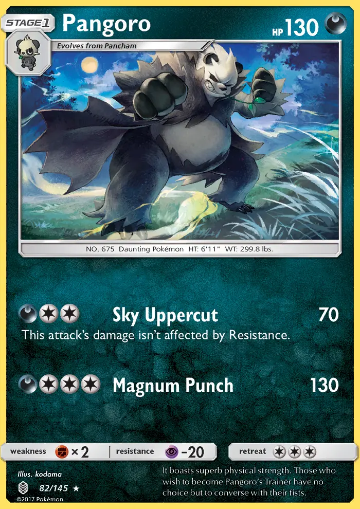 Pangoro Rare Pokemon card #82 from Guardians Rising
