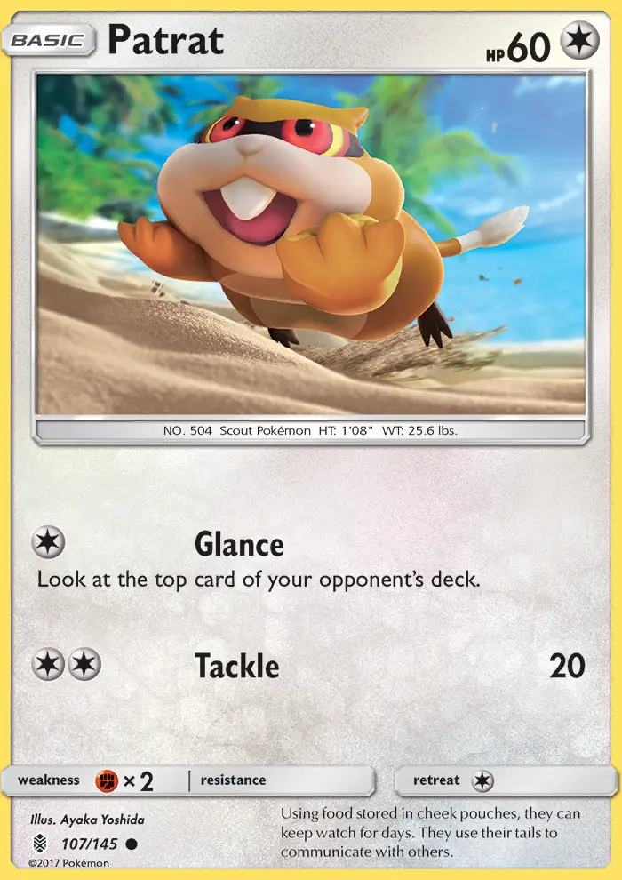 Patrat Common Pokemon card #107 from Guardians Rising