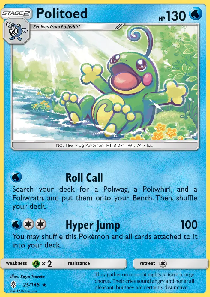 Politoed Rare Pokemon card #25 from Guardians Rising
