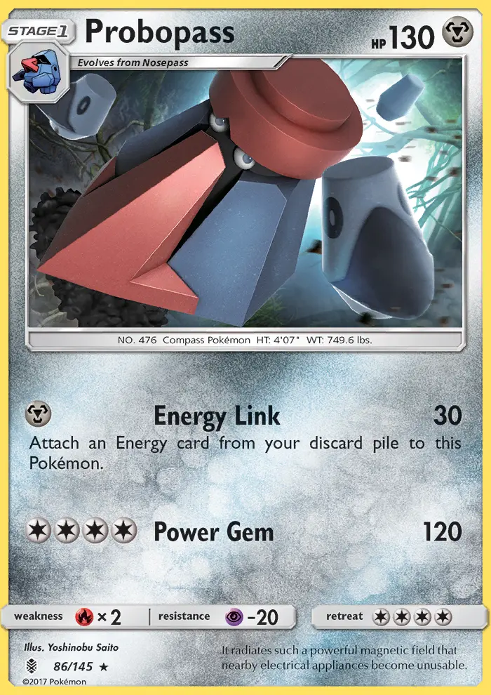 Probopass Rare Pokemon card #86 from Guardians Rising