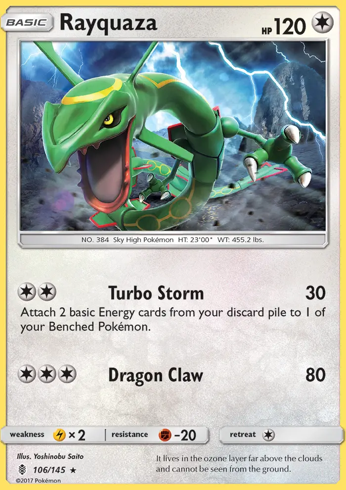 Rayquaza Rare Pokemon card #106 from Guardians Rising