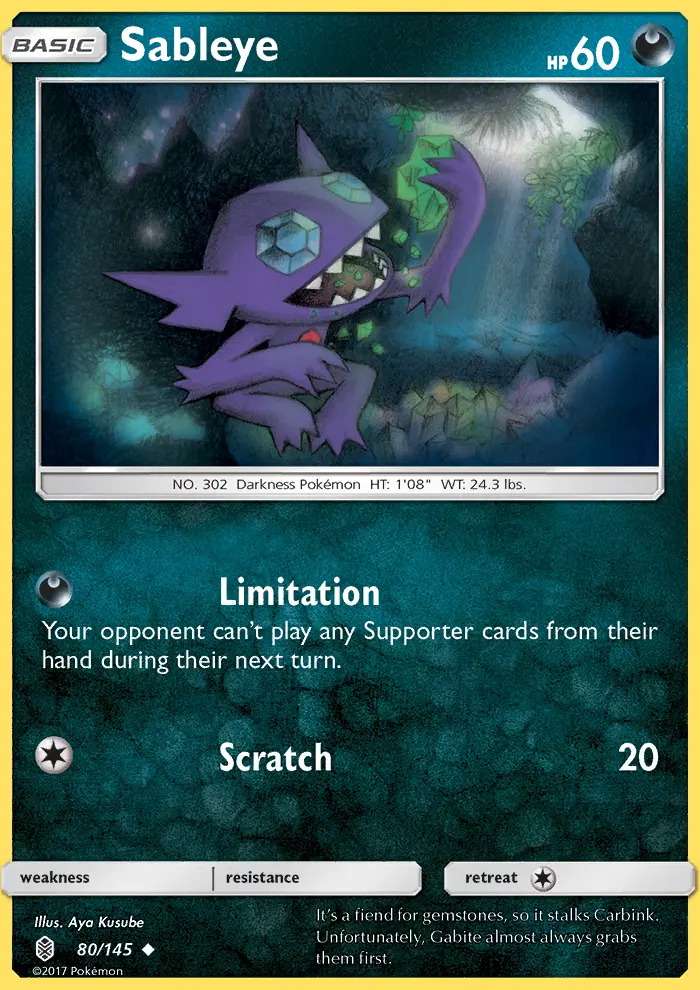 Sableye Uncommon Pokemon card #80 from Guardians Rising