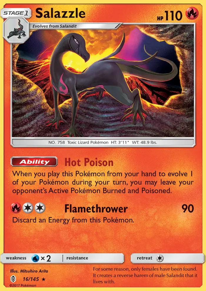 Salazzle Rare Pokemon card #16 from Guardians Rising