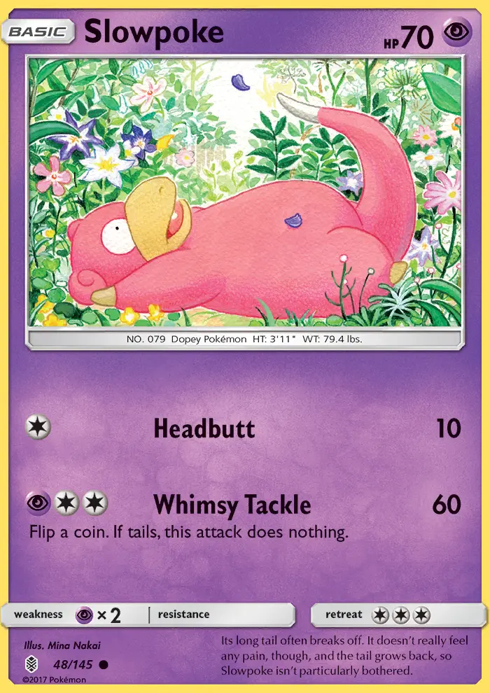 Slowpoke Common Pokemon card #48 from Guardians Rising