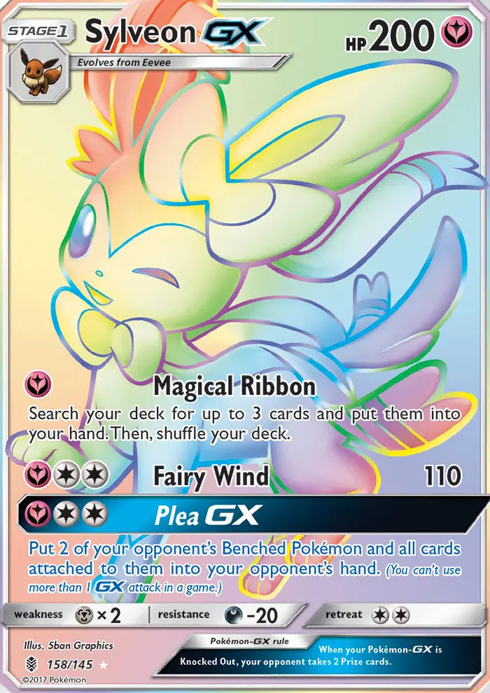 Sylveon GX Secret Rare Pokemon card #158 from Guardians Rising