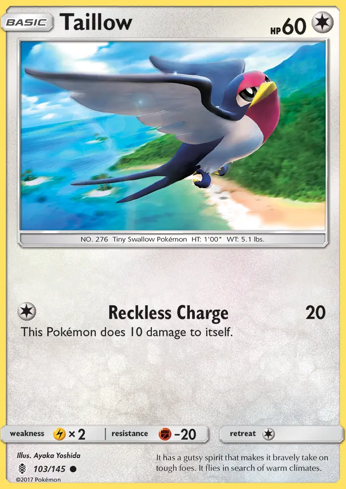 Taillow Common Pokemon card #103 from Guardians Rising