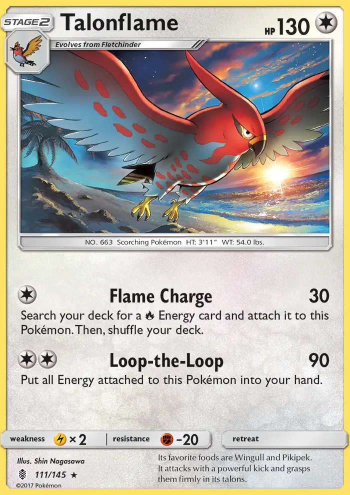 Talonflame Rare Pokemon card #111 from Guardians Rising