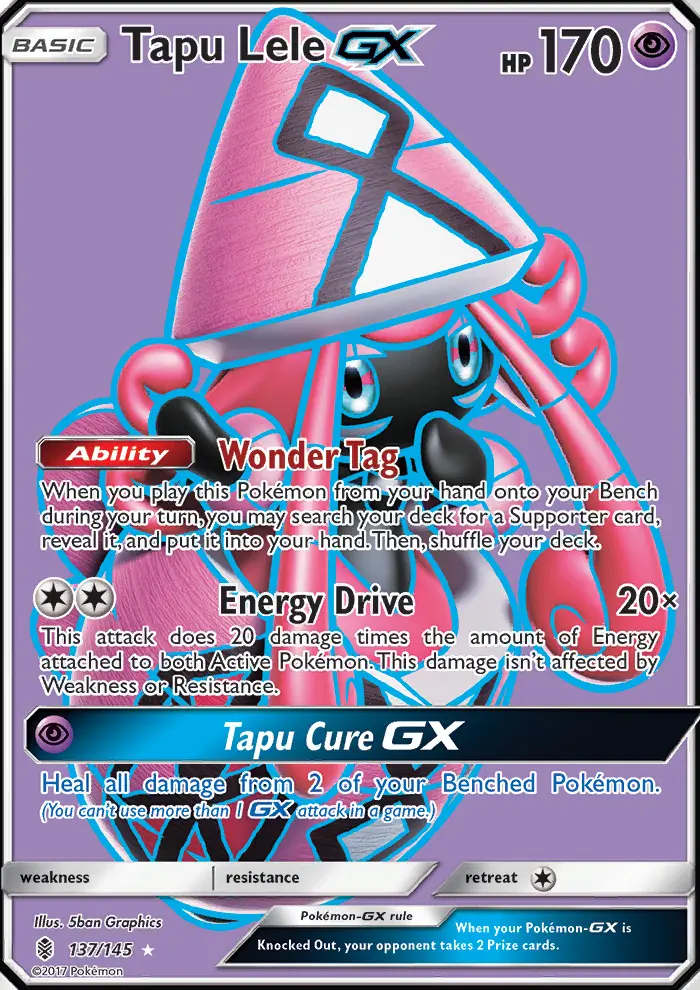 Tapu Lele GX Ultra Rare Pokemon card #137 from Guardians Rising