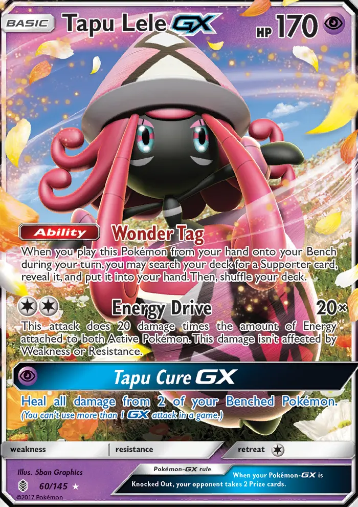 Tapu Lele GX Ultra Rare Pokemon card #60 from Guardians Rising