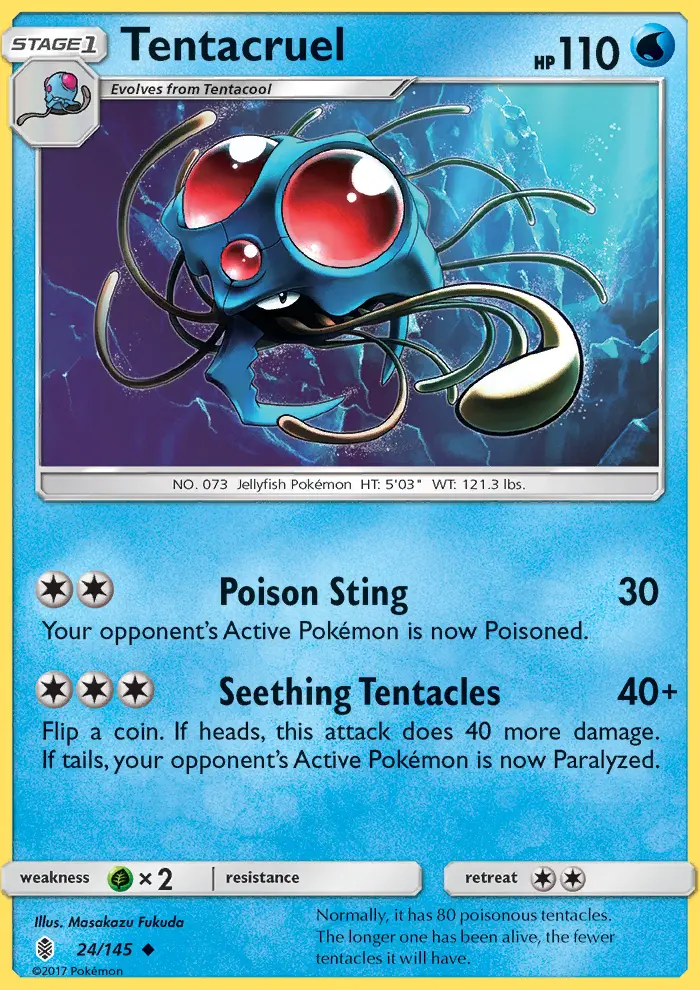 Tentacruel Uncommon Pokemon card #24 from Guardians Rising