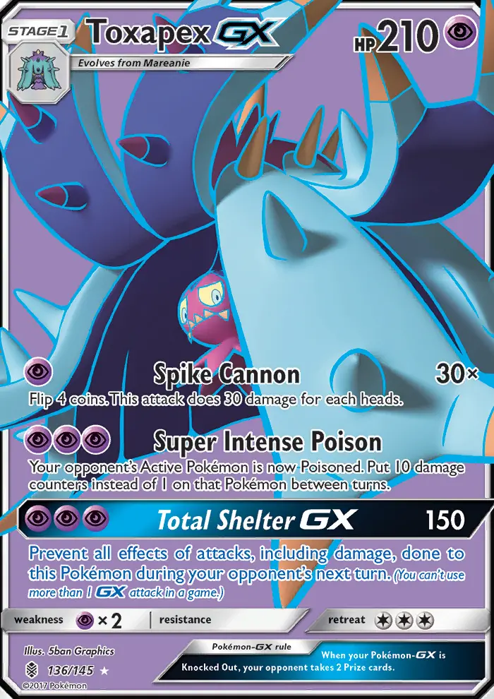 Toxapex GX Ultra Rare Pokemon card #136 from Guardians Rising