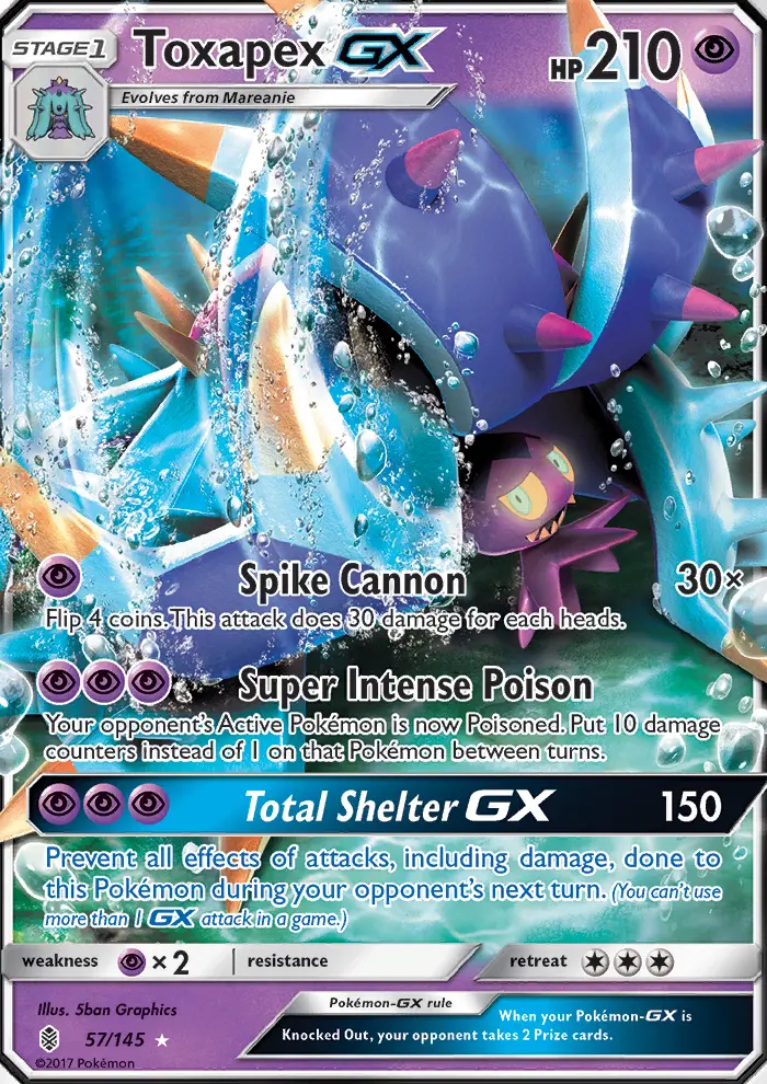 Toxapex GX Ultra Rare Pokemon card #57 from Guardians Rising