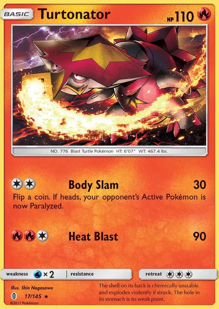 Turtonator Rare Pokemon card #17 from Guardians Rising