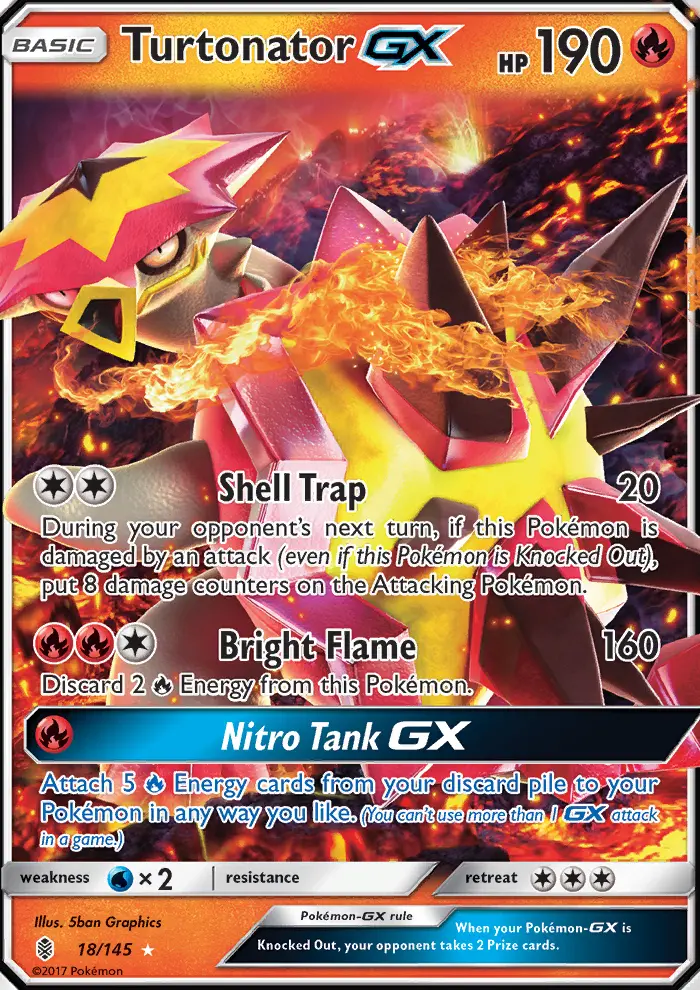 Turtonator GX Ultra Rare Pokemon card #18 from Guardians Rising
