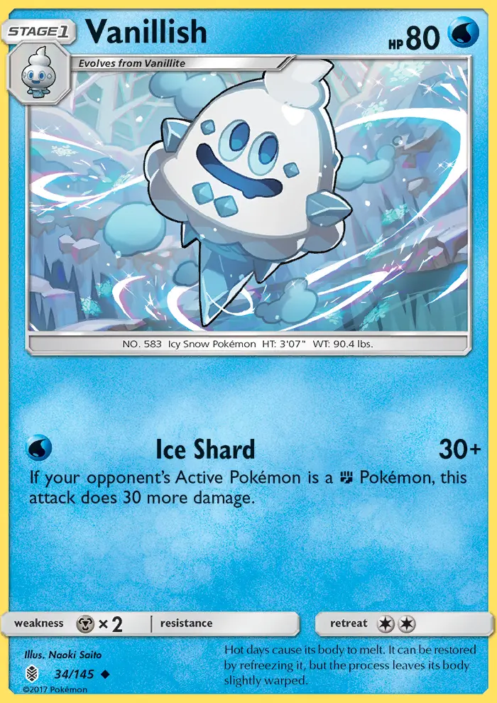 Vanillish Uncommon Pokemon card #34 from Guardians Rising