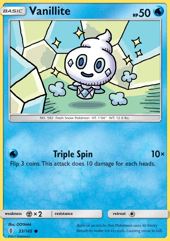 Vanillite Common Pokemon card #33 from Guardians Rising
