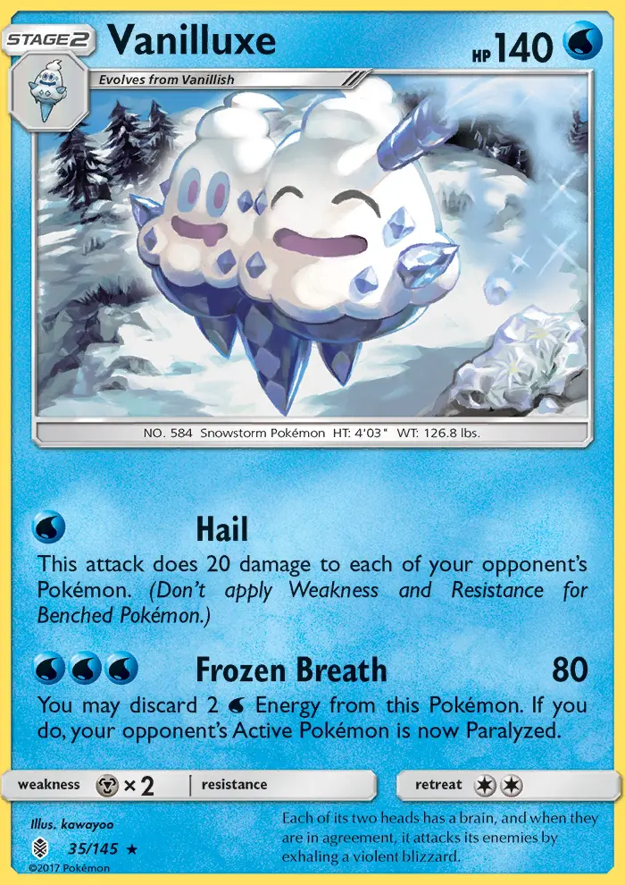 Vanilluxe Rare Pokemon card #35 from Guardians Rising