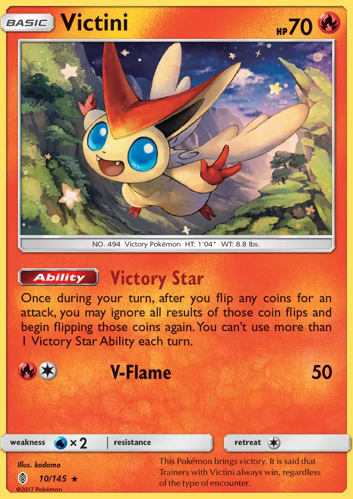 Victini Rare Pokemon card #10 from Guardians Rising