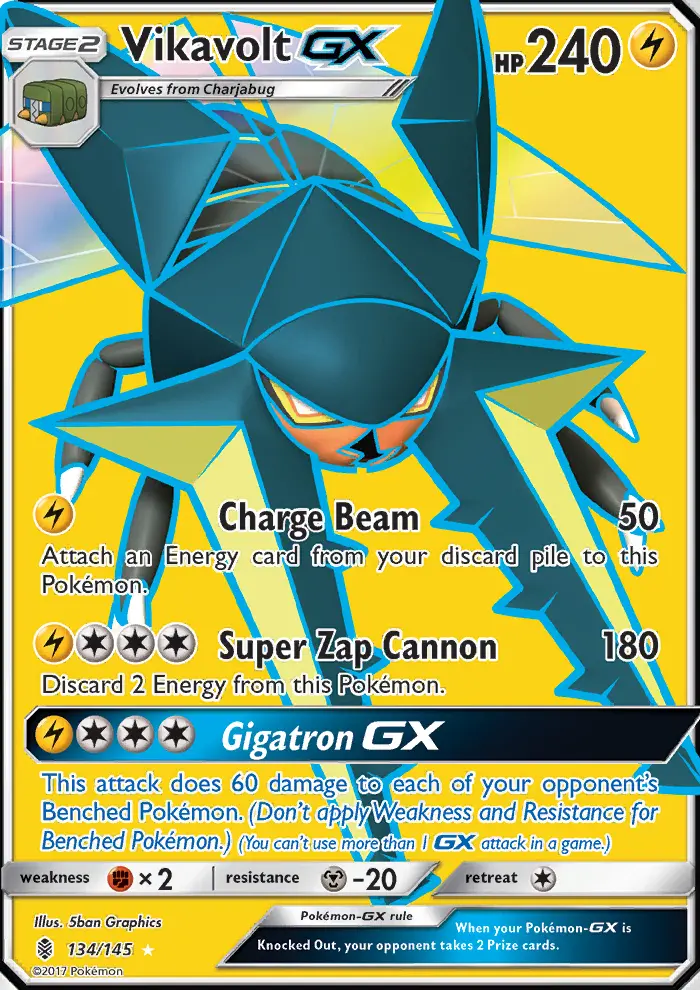 Vikavolt GX Ultra Rare Pokemon card #134 from Guardians Rising