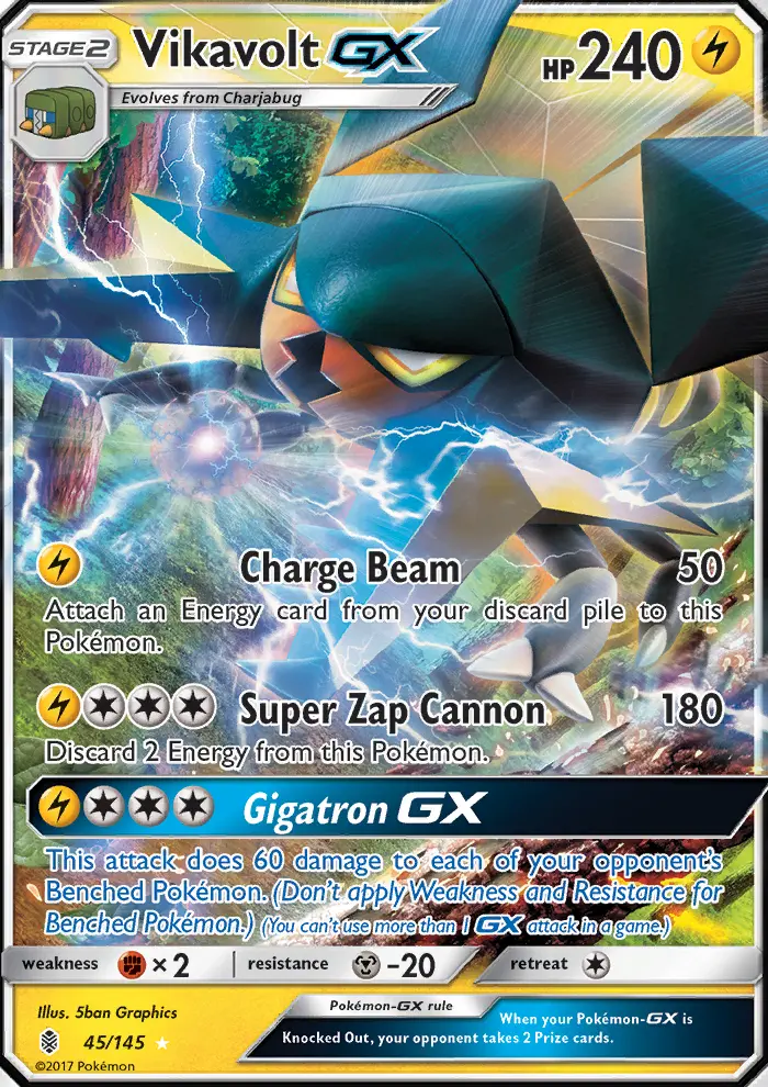 Vikavolt GX Ultra Rare Pokemon card #45 from Guardians Rising