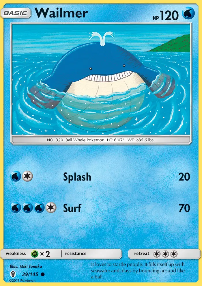 Wailmer Common Pokemon card #29 from Guardians Rising