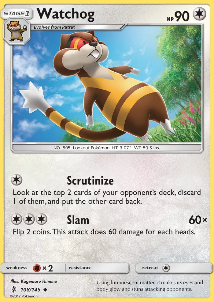 Watchog Uncommon Pokemon card #108 from Guardians Rising